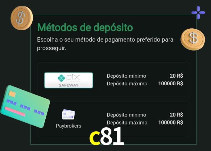 O cassino c81 oferece uma grande variedade de métodos de pagamento